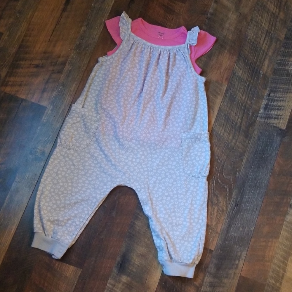 Carters baby girl 2 piece jumpsuit set- 24 months
